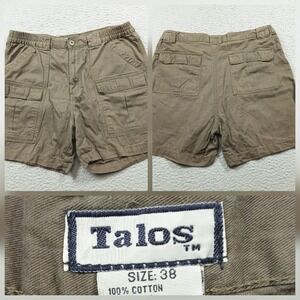 Talos Cargo Shorts Men's 38 Brown Tan Cotton Canvas Heavy Duty Utility
